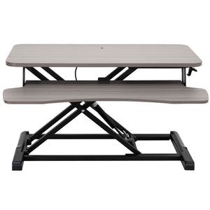 32 inch Desk Converter, K Series, Height Adjustable Sit to Stand Riser, Dual Monitor and Laptop Workstation with Wide Keyboard Tray, Gray Top, Black Frame, DESK-V000KG