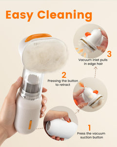 Vacuum Dog Brush for Shedding, 4-in-1 Self Cleaning Slicker Brush for Dogs& Undercoat Rake for Dogs, Deshedding Grooming Tool, Anti-Static, Massage, Cleaning, Shedding & Combing All In One!