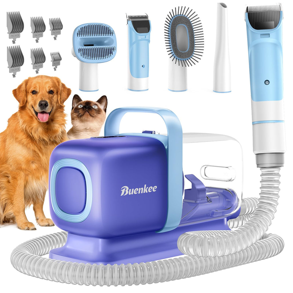 Dog Grooming Kit with Vacuum, 15000Pa Pet Hair Clipper and Shedding Brush, 50dB Low Noise, 2L Capacity, White