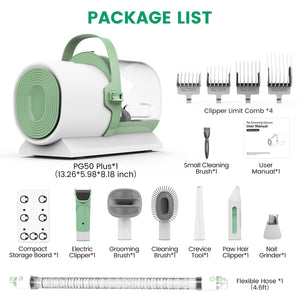 Dog Grooming Vacuum, Pet Grooming Kit with Clipper Nail Trimmer Grinder, 2.5L Dust Cup 7 Grooming Tools 11000Pa Dog Hair Vacuum for Shedding Grooming, Home Cleaning, PG50 Plus