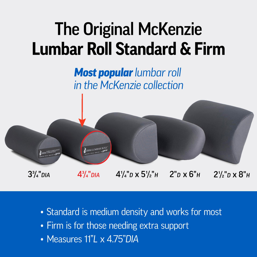 The Original McKenzie Lumbar Roll – USA-Made Low Back Lumbar Support for Office Chair & Car Seat Back Support Cushion. The Preferred Lumbar Pillow by Physical Therapists - Standard Density