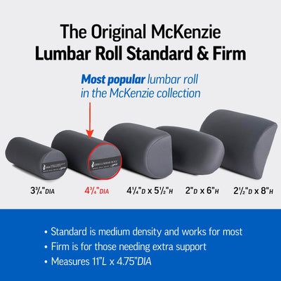 The Original McKenzie Lumbar Roll – USA-Made Low Back Lumbar Support for Office Chair & Car Seat Back Support Cushion. The Preferred Lumbar Pillow by Physical Therapists - Firm Density