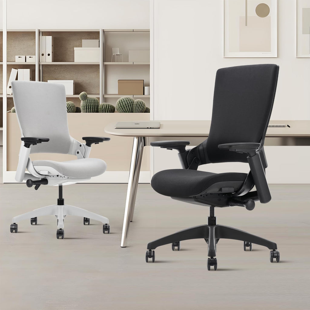 Swivel Executive Computer Chair with 3D Armrest and Lumbar Support, Adjustable Ergonomic Fabric Backrest Task Chair for Home Office Conference Room