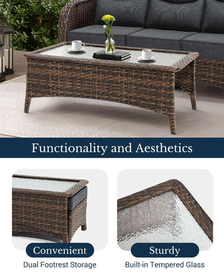 Luxury Patio Furniture Set with 6-inch Thick Cushion, Outdoor Couch and High Back Swivel Rocker Patio Chairs, 11PCS Wicker Conversation Set for Deck Yard and Poolside, Dark Grey (V2)