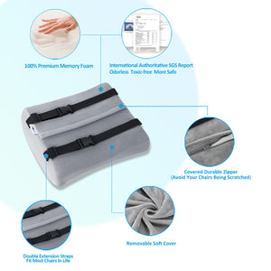 Lumbar Support Pillow and Office Chair Cushion, Memory Foam Car Seat Cushions Back Support Pillows, Reduce Pressure On Tailbone and Sciatic Nerve, Relieve Pain of Back and Lumbar(Grey)