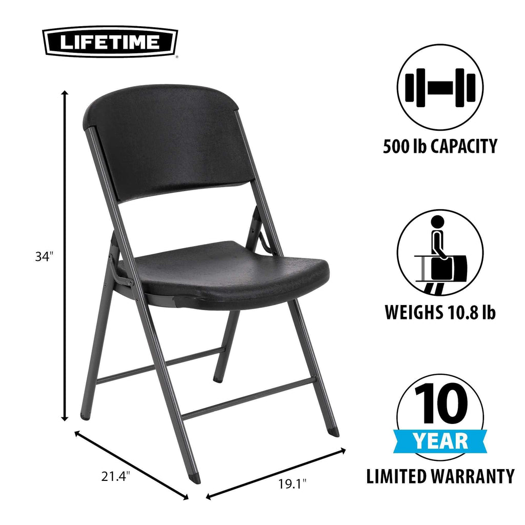 80187 Commercial Grade Folding Chair,  4 Pack, Black