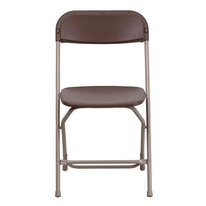 Hercules Series Plastic Folding Chair - - Brown - 650LB Weight Capacity Comfortable Event Chair - Lightweight Folding Chair -
