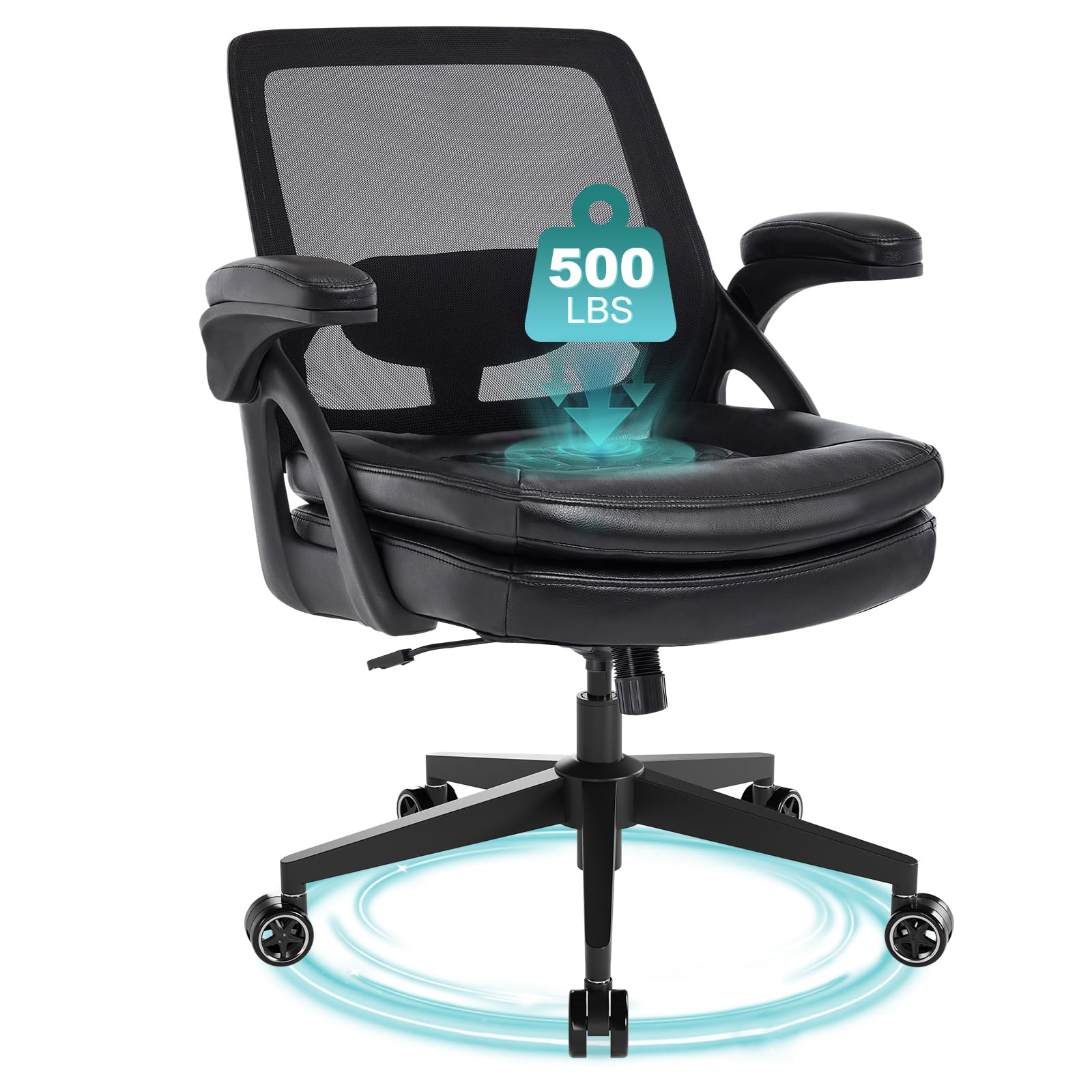 Big and Tall Office Chair, 500lbs Heavy Duty Ergonomic Mesh, Black