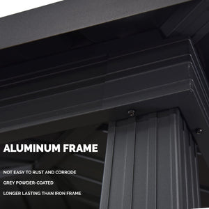 6.5' X 12' Hardtop Grill Gazebo for Patio Permanent Aluminum Barbeque Shelter with Ceiling Hook and Shelves Double Tiered Grey Outdoor BBQ Gazebo