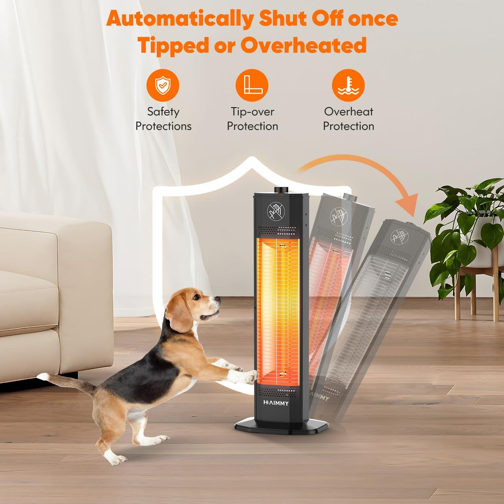 Outdoor Electric Patio Heater, 27- inch Outdoor Electric Patio Heater, 1200W Instant Heating, 2 Heat Levels, Tip-Over & Overheat Protection, IPX5 Waterproof Tower Space Heater