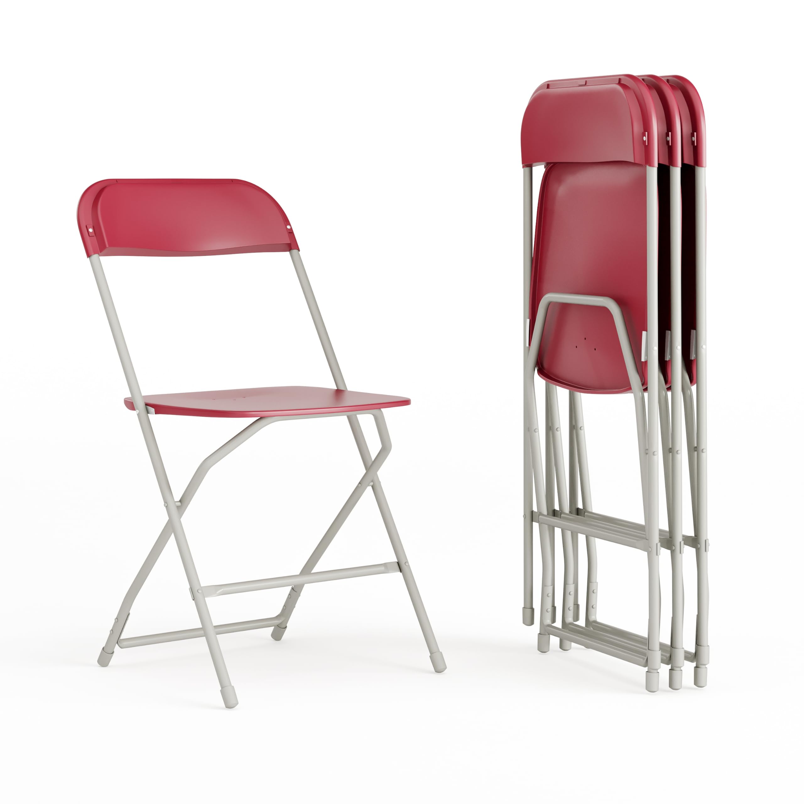 4 Pack Hercules Series Plastic Folding Chair - Red - 650LB Weight Capacity Comfortable Event Chair-Lightweight Folding Chair