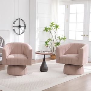 Swivel Accent Barrel Chair, Cute Comfy Small Round 360° Arm Chair. Velvet Sofa Club Reading Chair for Living Room Bedroom Office Pink