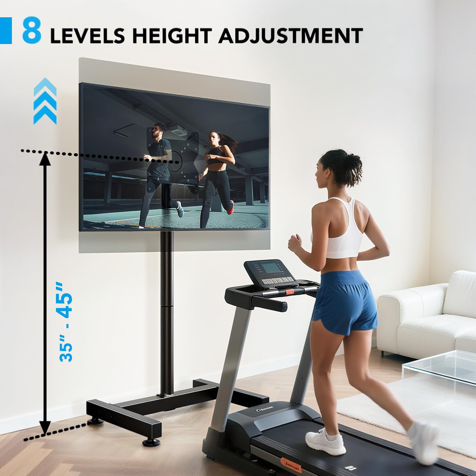 TV Floor Stand for 13-50 inch Screens Holds up to 77lbs, Tilting and Height Adjustable Monitor Floor Stand Mount,Tall Standing TV Stand for Bedroom, Dorm Room, Office, Max VESA 200x200mm