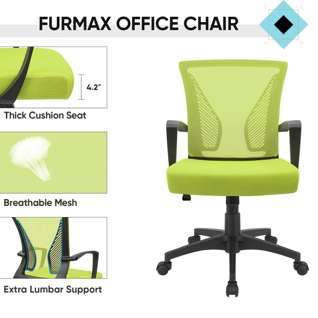 Office Chair Ergonomic Computer Desk Mesh Chair Mid Back Swivel Lumbar Support with Armrest (1, Cyan)