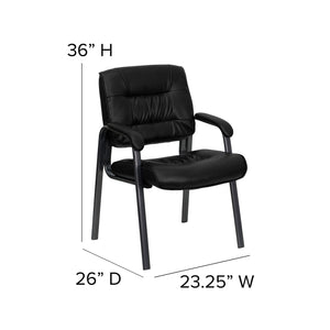 Haeger LeatherSoft Tufted Executive Reception Chair with Padded Armrests, Upholstered Side Chair for Living Room or Office, Black