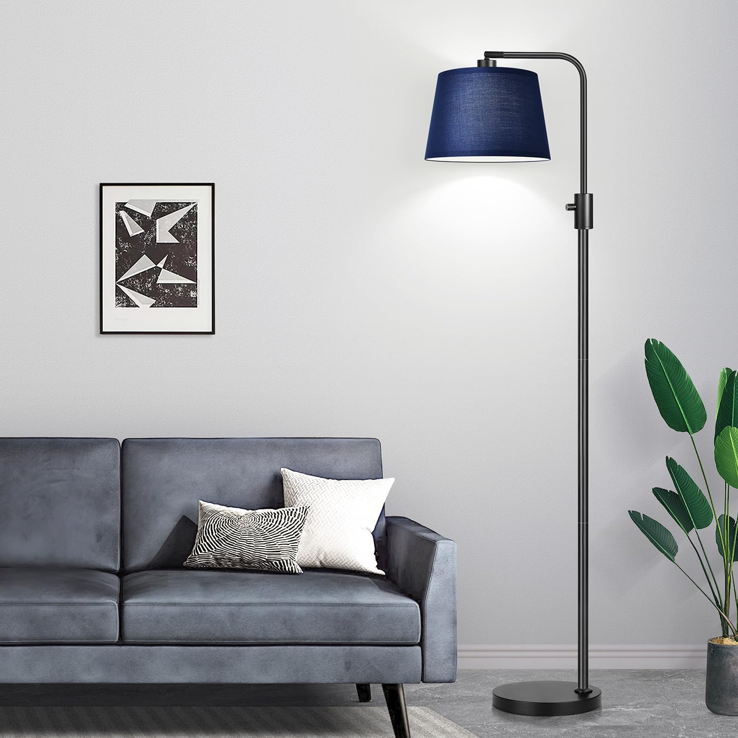 【Upgraded】 Dimmable Floor Lamp, 1000 Lumens LED Edison Bulb Included, Modern Arc Standing Tall Floor Lamp for Living Room Bedroom Office Dining Room - Blue