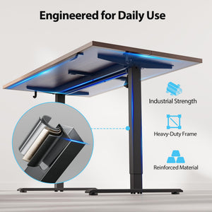 Electric Standing Desk, 55 x 28 Inches Height Adjustable Desk, Sit Stand up for Work Office Home, Ergonomic Rising Computer Table with Memory Preset, Dark Walnut