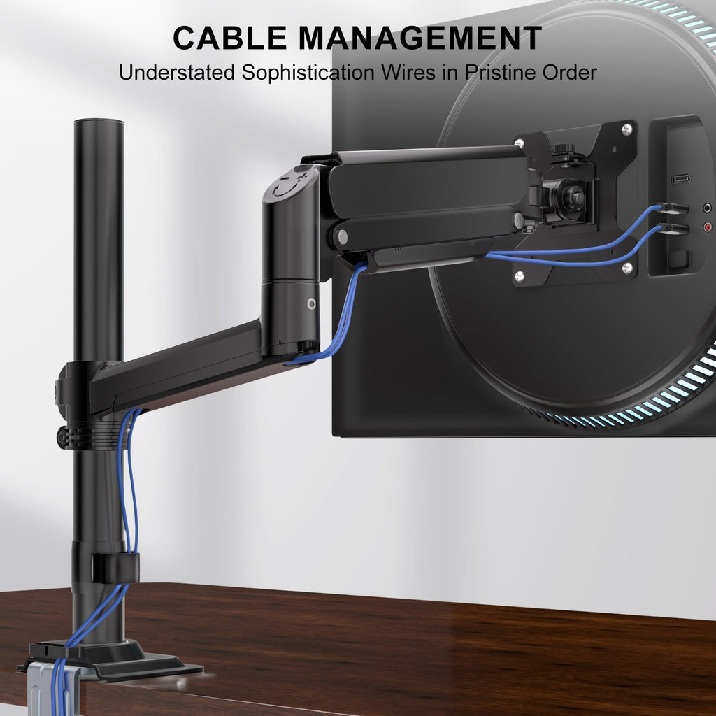 Single Monitor Arm 13-33 Inch, Single Monitor Mount, Vesa Desk Mount up to 19.8lbs Single Monitor Stand with Clamp, VESA 75x75mm or 100x100mm Compatibility(GSDM001), Black