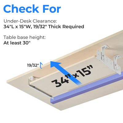 Adjustable Keyboard Tray Under Desk, 28x11 Inch Large Slide Out Keyboard & Mouse Platform Tray, Wooden Pull Out Computer Keyboard Drawer for Typing Home Office Desk, Maple