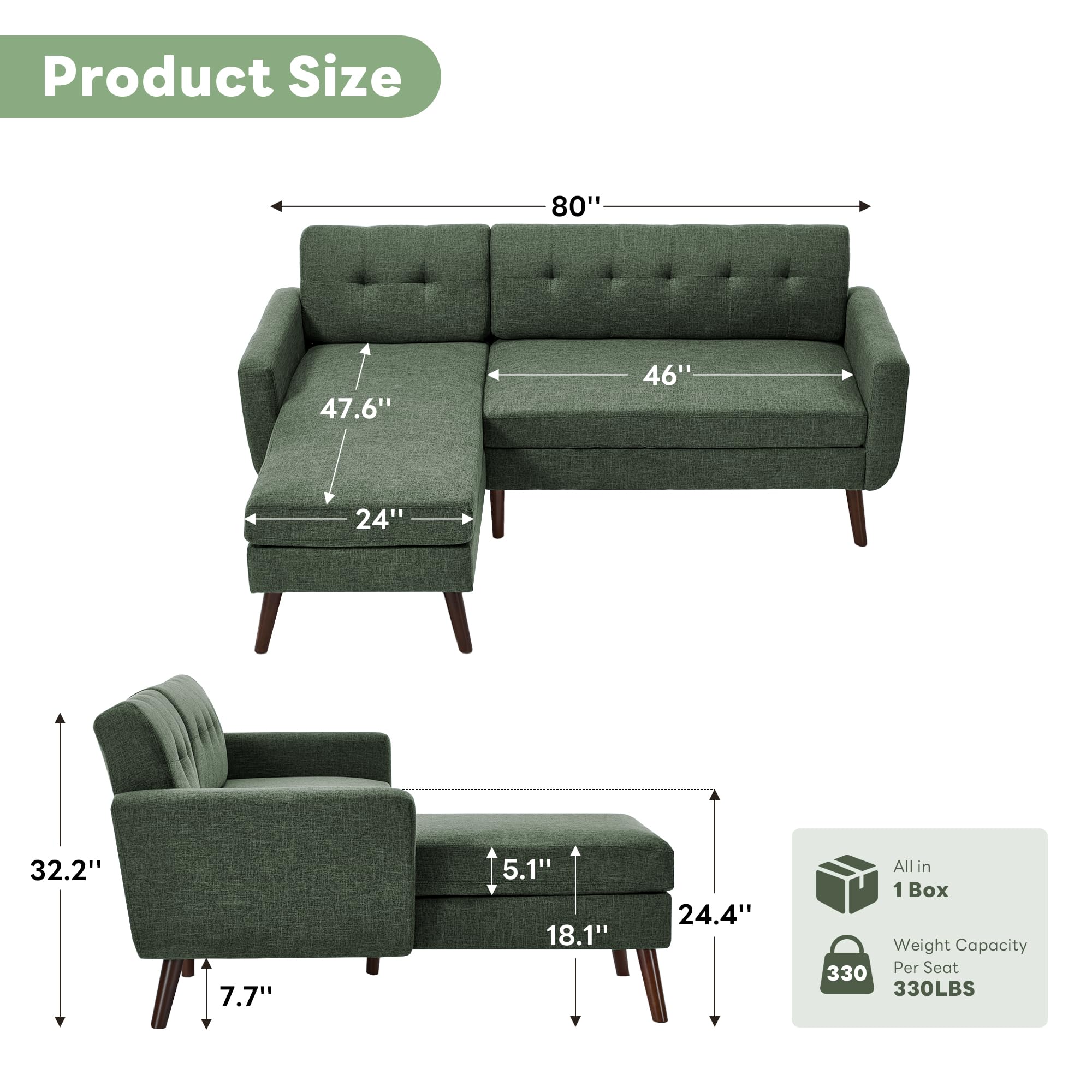 L Shaped Couch, 80