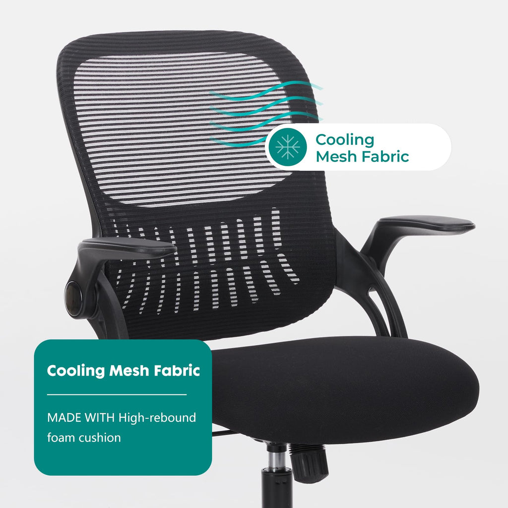 Home Office Managerial Executive Chair, Ergonomic Mesh Adjustable Swivel Mid-Back Chair with Comfortable Lumbar Support, Comfy Arms for Bedroom,Study,Student