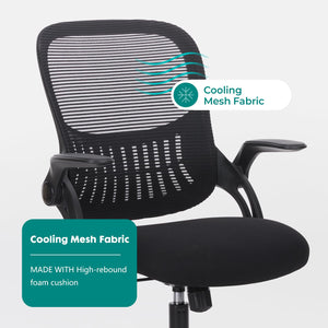 Home Office Managerial Executive Chair, Ergonomic Mesh Adjustable Swivel Mid-Back Chair with Comfortable Lumbar Support, Comfy Arms for Bedroom,Study,Student
