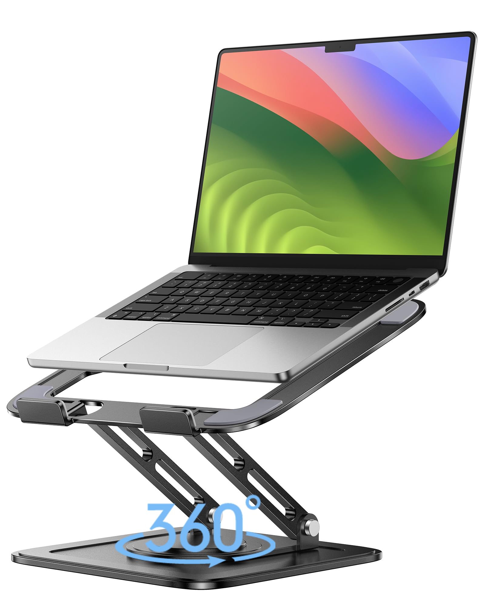 Adjustable Laptop Stand, Computer Stand with 360 Rotating Base, Ergonomic Laptop Riser Mount for Desk Foldable Protable Computer Desk Fits with MacBook Pro Air (10-16