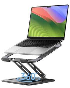 Adjustable Laptop Stand, Computer Stand with 360 Rotating Base, Ergonomic Laptop Riser Mount for Desk Foldable Protable Computer Desk Fits with MacBook Pro Air (10-16
