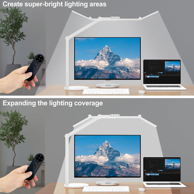 Architect Desk Lamp for Home Office, 24W Adjustable Led Desk Light with Remote, 1500LM Bright Dimmable Computer Table Light Rotatable Office Lamp with Base for Cafting Monitor