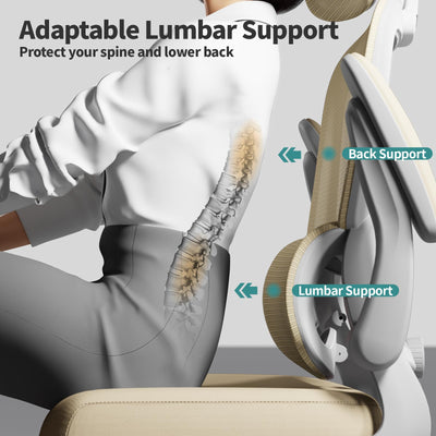 Office Chair Ergonomic Desk Chair, 330 LBS Home Mesh Office Desk Chairs with Wheels, Comfortable Gaming Chairs (Beige)
