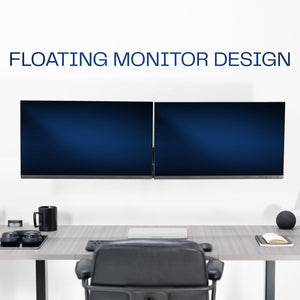 Height Adjustable Pneumatic Extended Arm Dual Monitor Wall Mount Full Motion Articulating, Fits 2 Screens 17 to 27 inches, Black, MOUNT-V002G