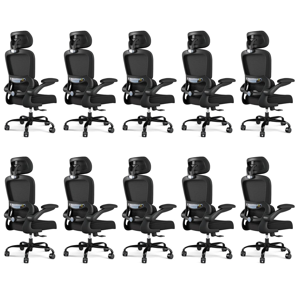 ( Black Pack of 10) Office Chair Ergonomic Desk Chair, 330 LBS Home Mesh Office Desk Chairs with Wheels, Comfortable Gaming Chairs
