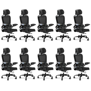 ( Black Pack of 10) Office Chair Ergonomic Desk Chair, 330 LBS Home Mesh Office Desk Chairs with Wheels, Comfortable Gaming Chairs
