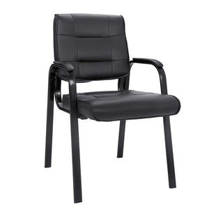 Office Guest Chair Bonded Leather Executive Side Chair Reception Chair with Solid Metal Frame Home Office Furniture