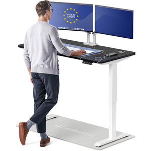 HomePro Standing Desk 54x28 — Made in Europe, Ergonomic Sit Stand Home Office Desk, Electric Height Adjustable, Dual Motor, USB & USB-C Charging, Wobble-Free, Touchscreen, 3 Memory Presets
