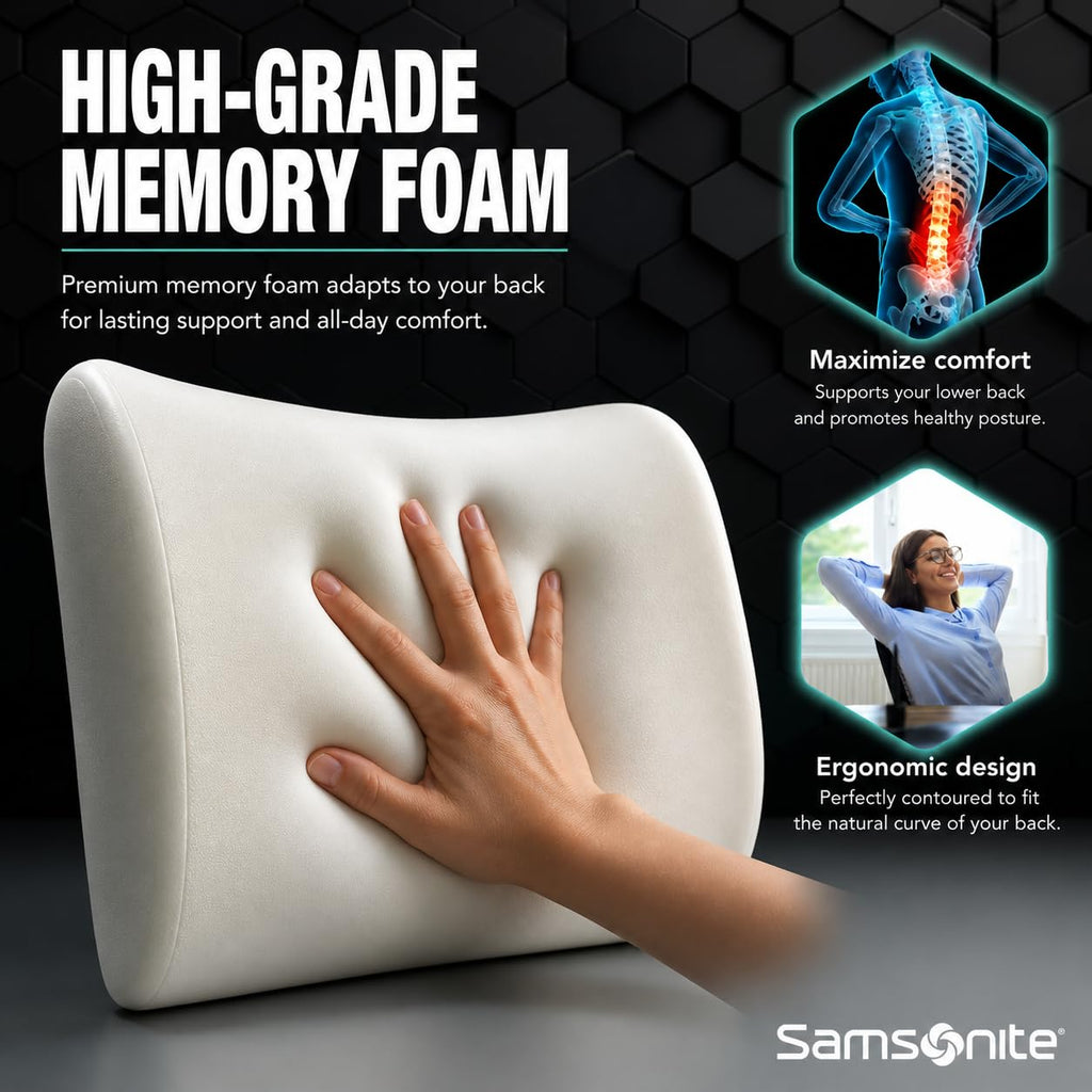 Lumbar Support Pillow for Office Chair, Lower Back Support for Car, Back Pillow Desk Chair Cushion with Memory Foam, Improved Posture Backrest