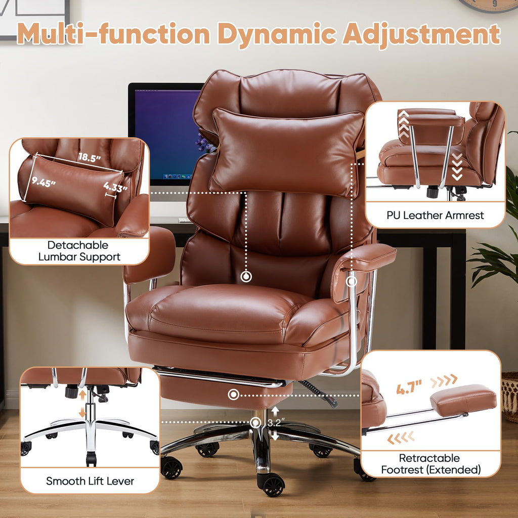 Executive Home Office Chair | Ergonomic Big & Tall High Back with Footrest, Lumbar Support & 360° Swivel