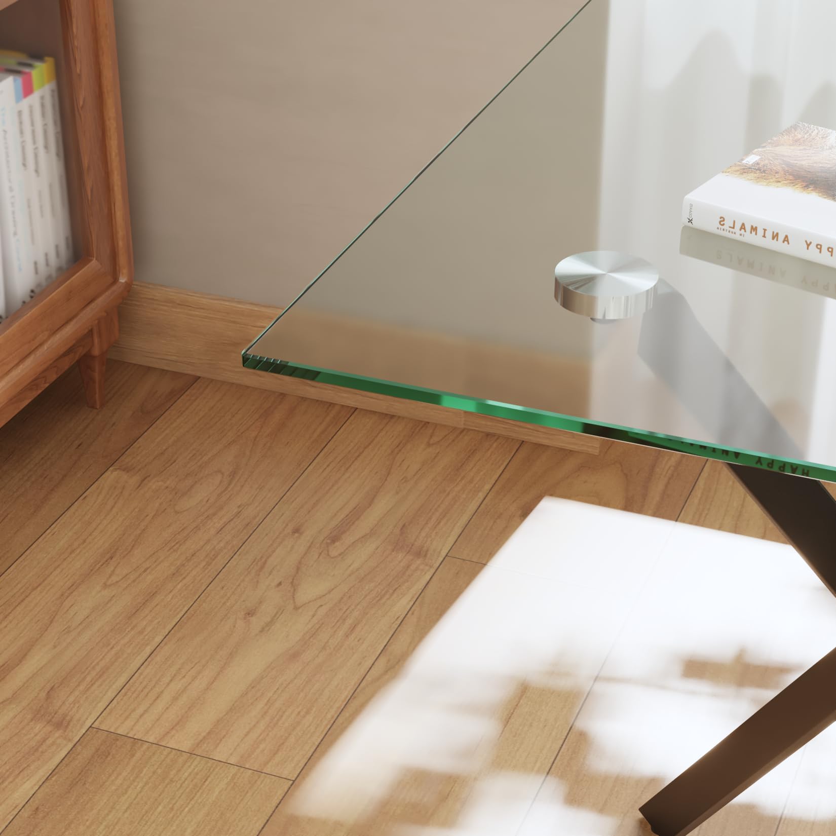 Small Side Coffee Table with Metal Legs, Tempered Glass Square Modern End Table for Living Room Sofa Home Office (1, Black, 20