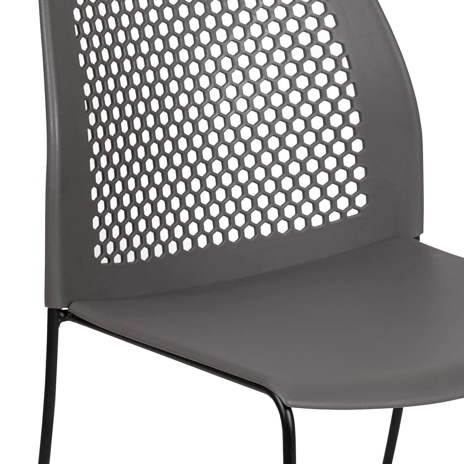 HERCULES Series 661 lb. Capacity Gray Stack Chair with Air-Vent Back and Black Powder Coated Sled Base