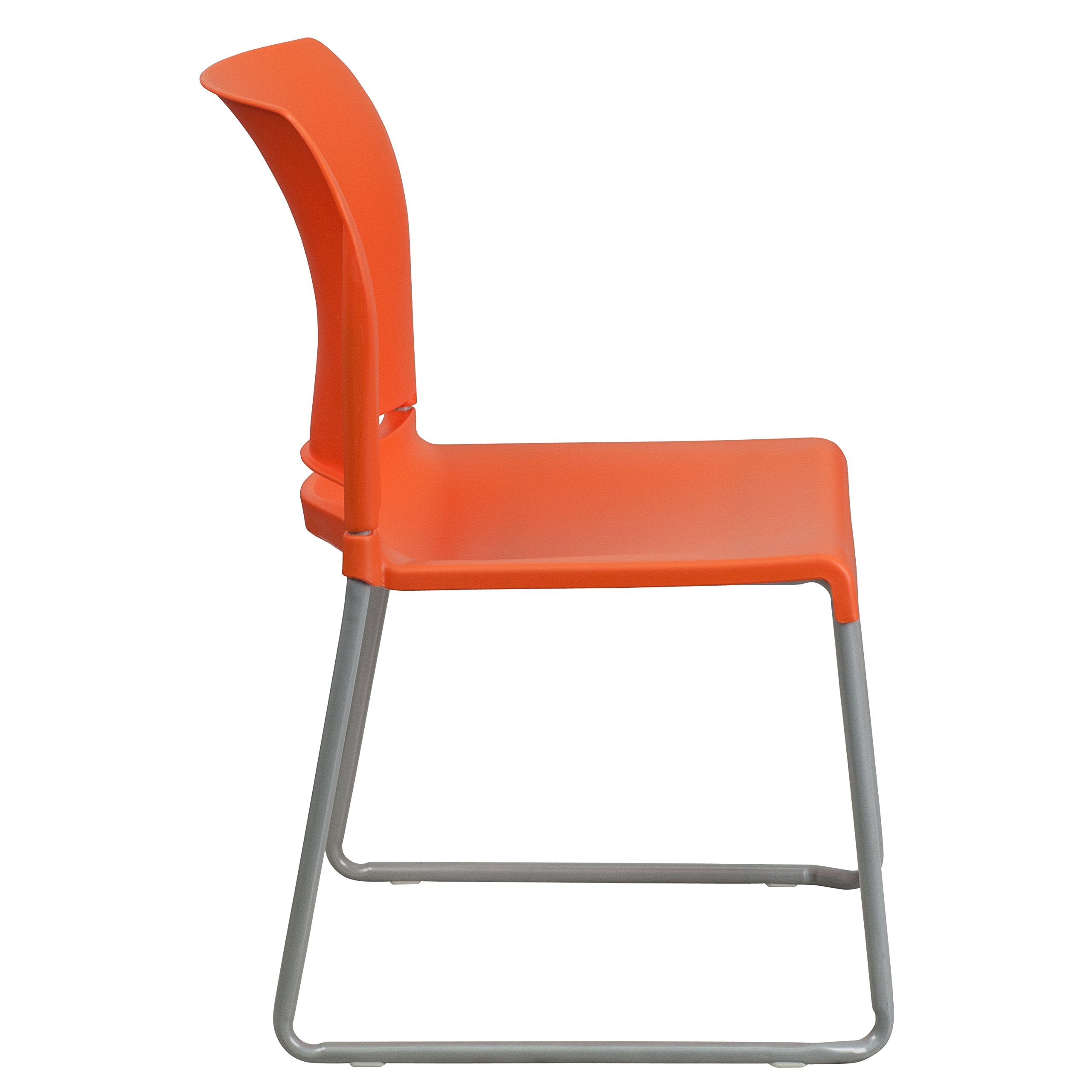 Set of 5, Orange, Hercules Series Contoured Stacking Chairs for Waiting Rooms and Offices, Ergonomic Lobby Chairs with Curved Back