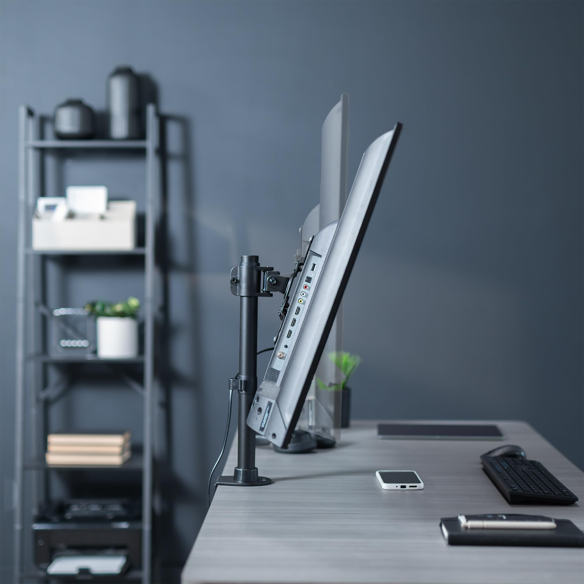 Ultra Wide Screen TV and Monitor Desk Mount, Adjustable Height and Tilt Stand for Screens up to 42 inches, Black, STAND-V101C