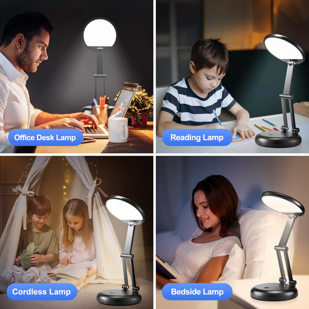 Desk Lamps for Home Office Rechargeable 3600mAh, Foldable+Portable Cordless Desk Light Small Table Lamp,Dimmable+9 Brightness Small Table Lamp Desk Light Table, LED Desk Lamps for Home Office