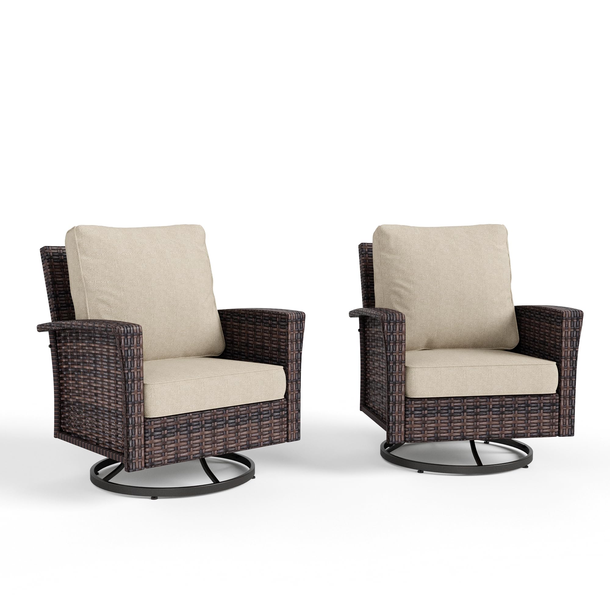 Outdoor Furniture, 2 x High Back Swivel Patio Chairs with 5.5