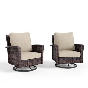 Outdoor Furniture, 2 x High Back Swivel Patio Chairs with 5.5