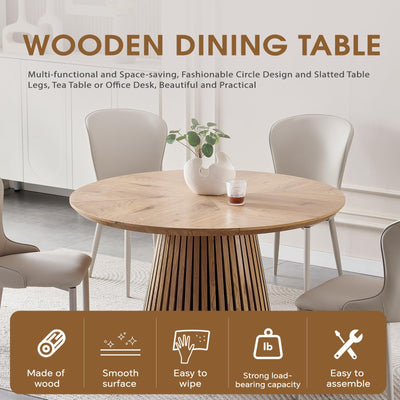 47.2 Inch Round Tulip Dining Table, Circle Kitchen Table for 2-4 People for Kitchen Dining Room
