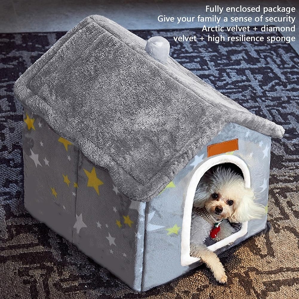 Dog House Indoor Memory Sponge, Foldable Dog House Kennel Bed Mat with Cushion for Small Medium Large Dogs Cats, Winter Warm Cat Nest Puppy Cave Sofa Pet Products (Large)