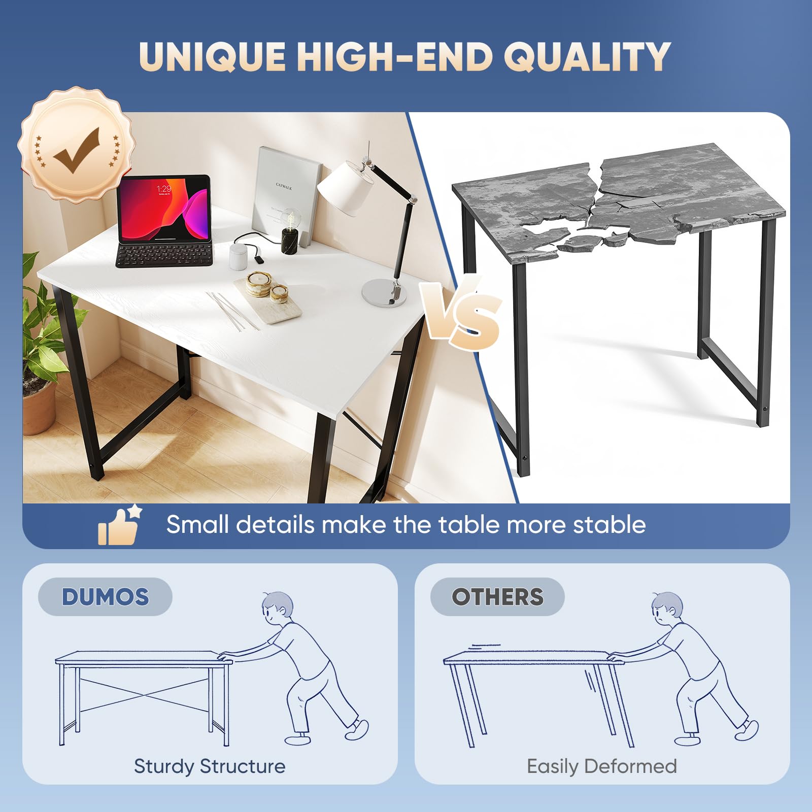 32 Inch Small Computer Desk for Home Office, Modern Study Work Table Simple Style for Bedroom, Writing Desks with X-Shaped ReInchforcement, Black