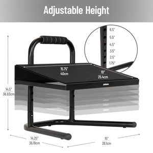Foot Rest, Under Desk at Work, Ergonomic, Height Adjustable, Office, Metal, Black