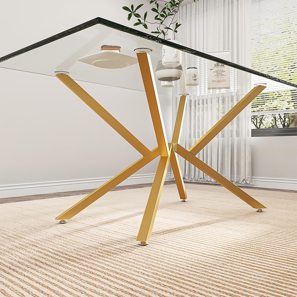30 Inch Metal Table Base for Dining Room, Heavy Duty Table Legs for Glass, Marble, and Wood Tops, Furniture Legs for Home,Kitchen,Office (Gold)
