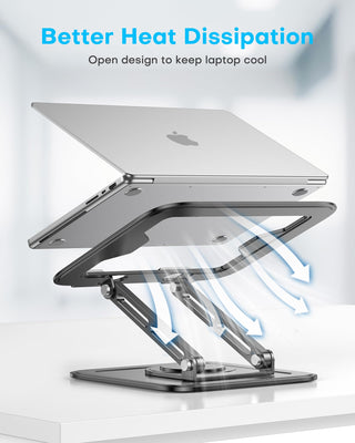 Adjustable Laptop Stand, Computer Stand with 360 Rotating Base, Ergonomic Laptop Riser Mount for Desk Foldable Protable Computer Desk Fits with MacBook Pro Air (10-16